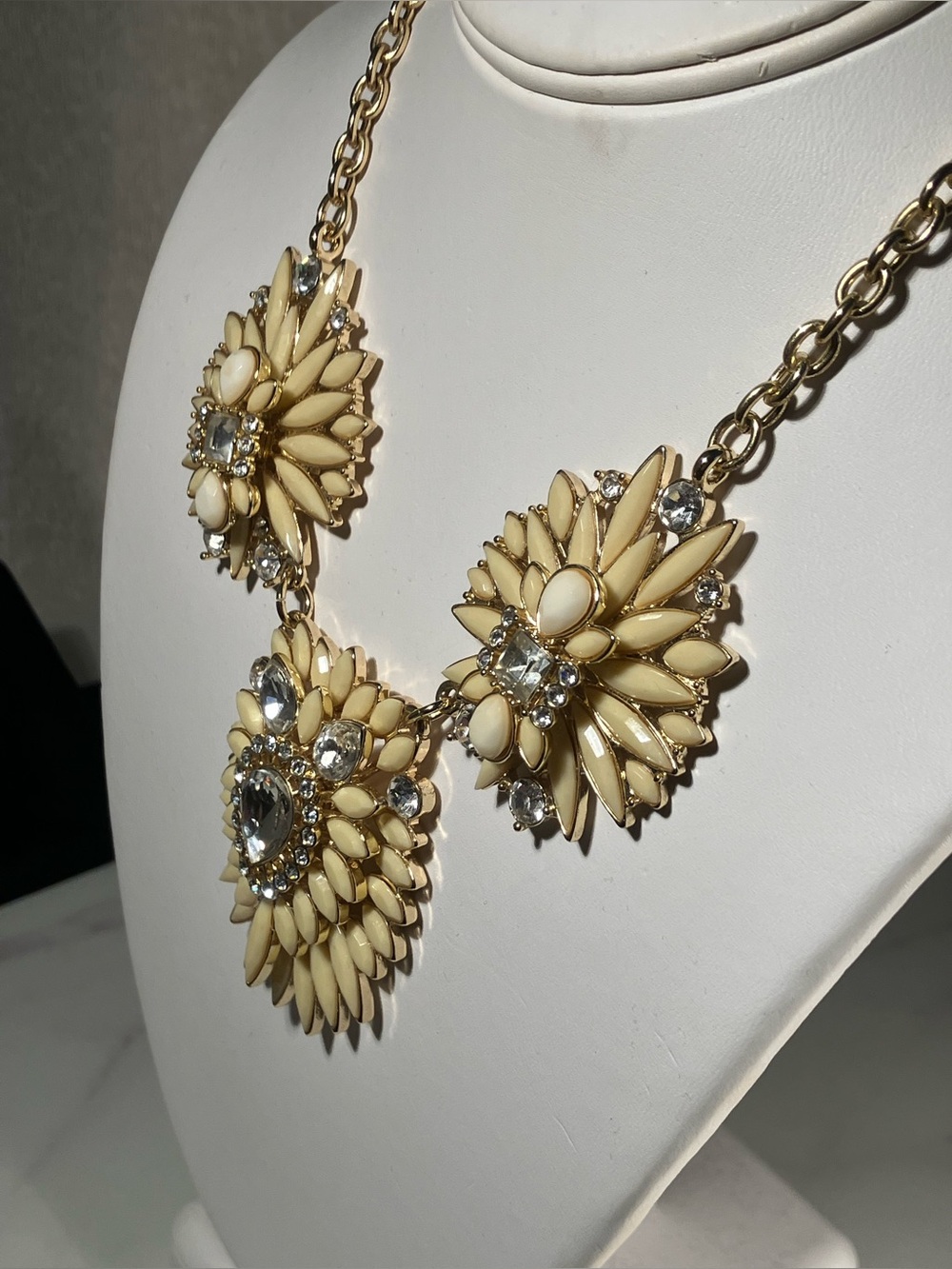 ‘Ivoire’ Gold-Tone bib style striking Statement Necklace